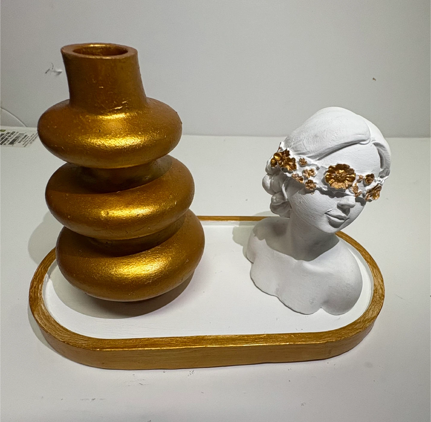 Handmade Decorative Tray Set -tray, vase &head figurine girl - photo 3