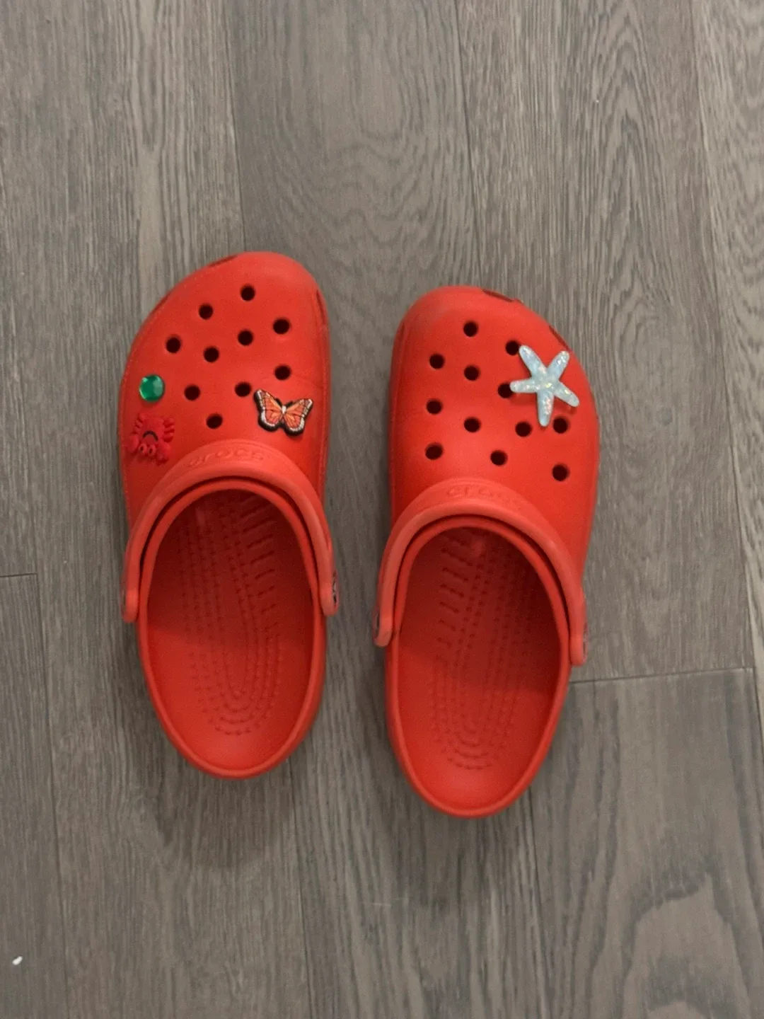 Red Crocs with Charms