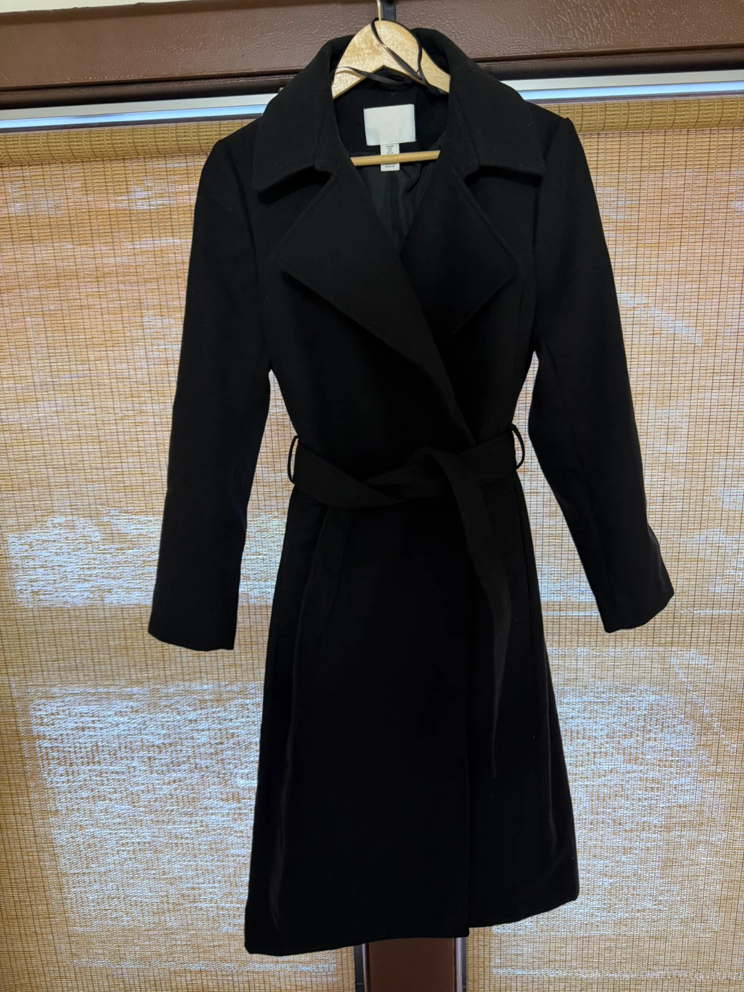 H&M Black Belted Coat - Size S