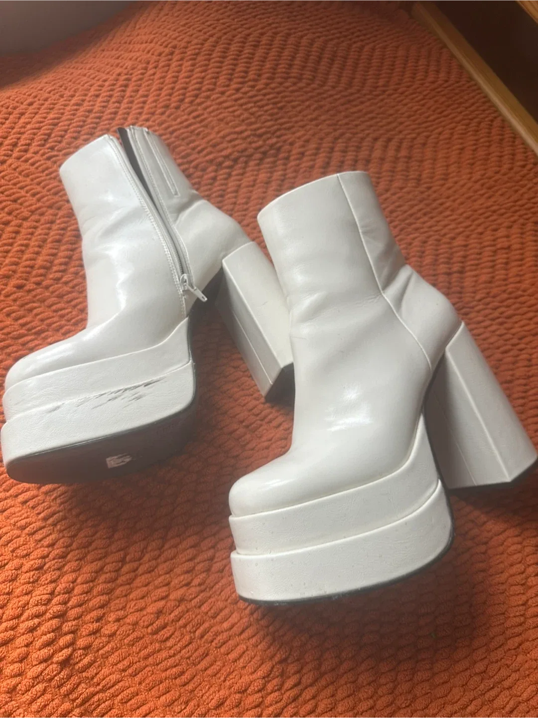 White Platform Boots - Size 9