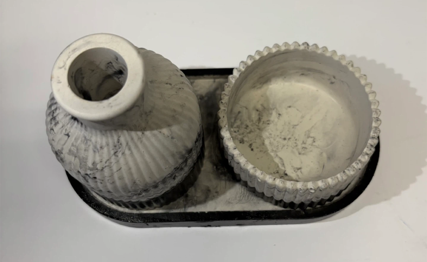 Handmade marble tray with trinket box and vase set - photo 5
