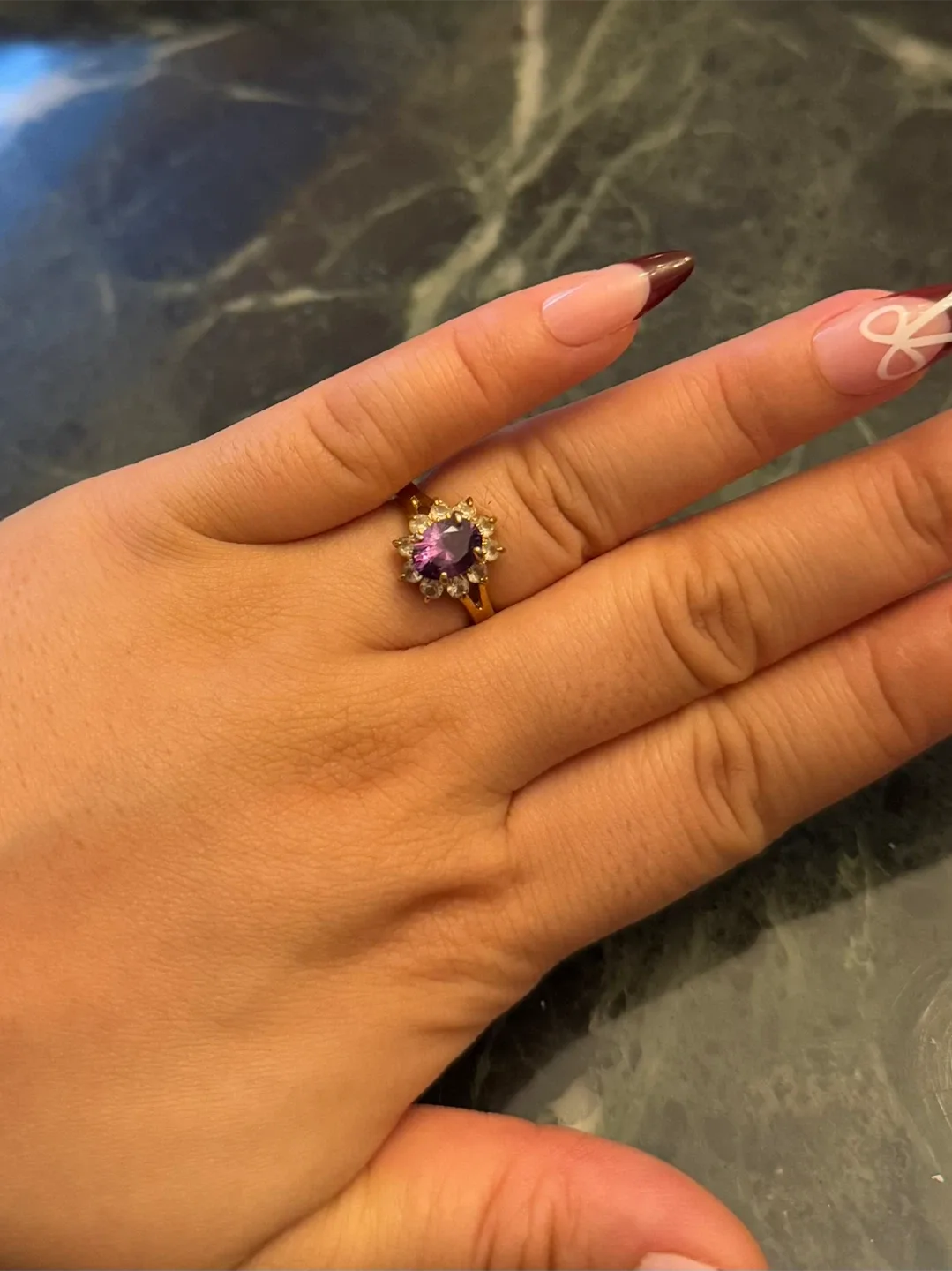 Gold Plated Ring with Purple Stone