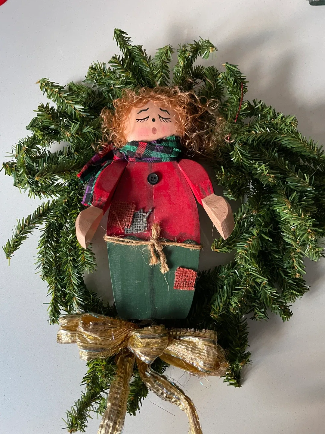 Handmade Raggedy Doll Christmas Wreath