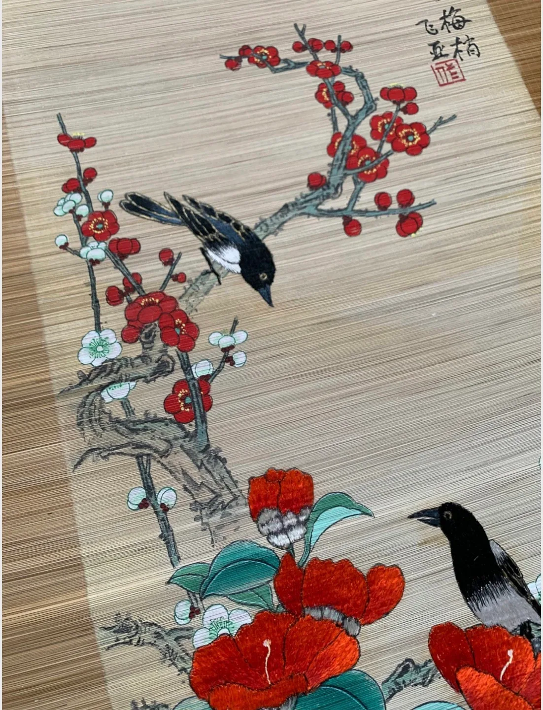 #🎁idea•Floral and Bird Embroidery Wall Art Scroll image indicator(2)