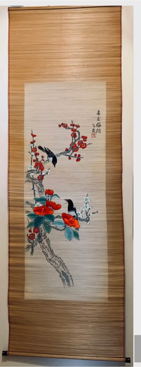 #🎁idea•Floral and Bird Embroidery Wall Art Scroll image indicator(10)