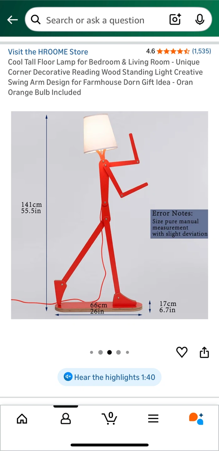 Orange Adjustable Floor Lamp, 55.5 in - photo 2