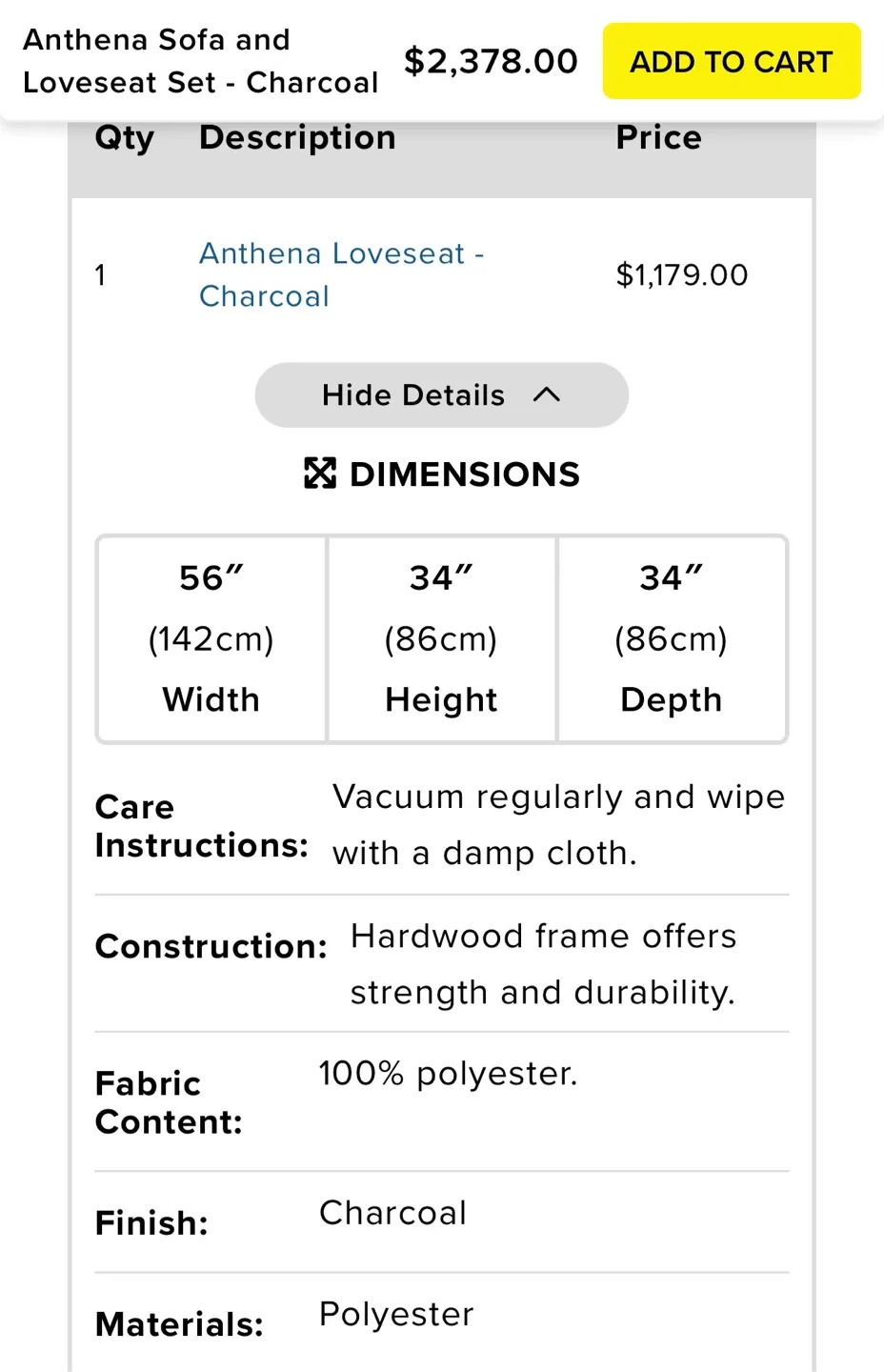 Anthena Charcoal Sofa & Loveseat Set image indicator(5)