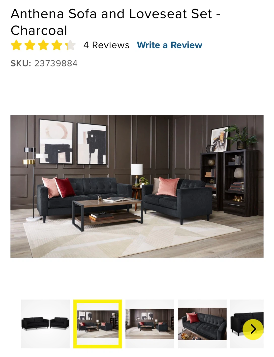 Anthena Charcoal Sofa & Loveseat Set - photo 4