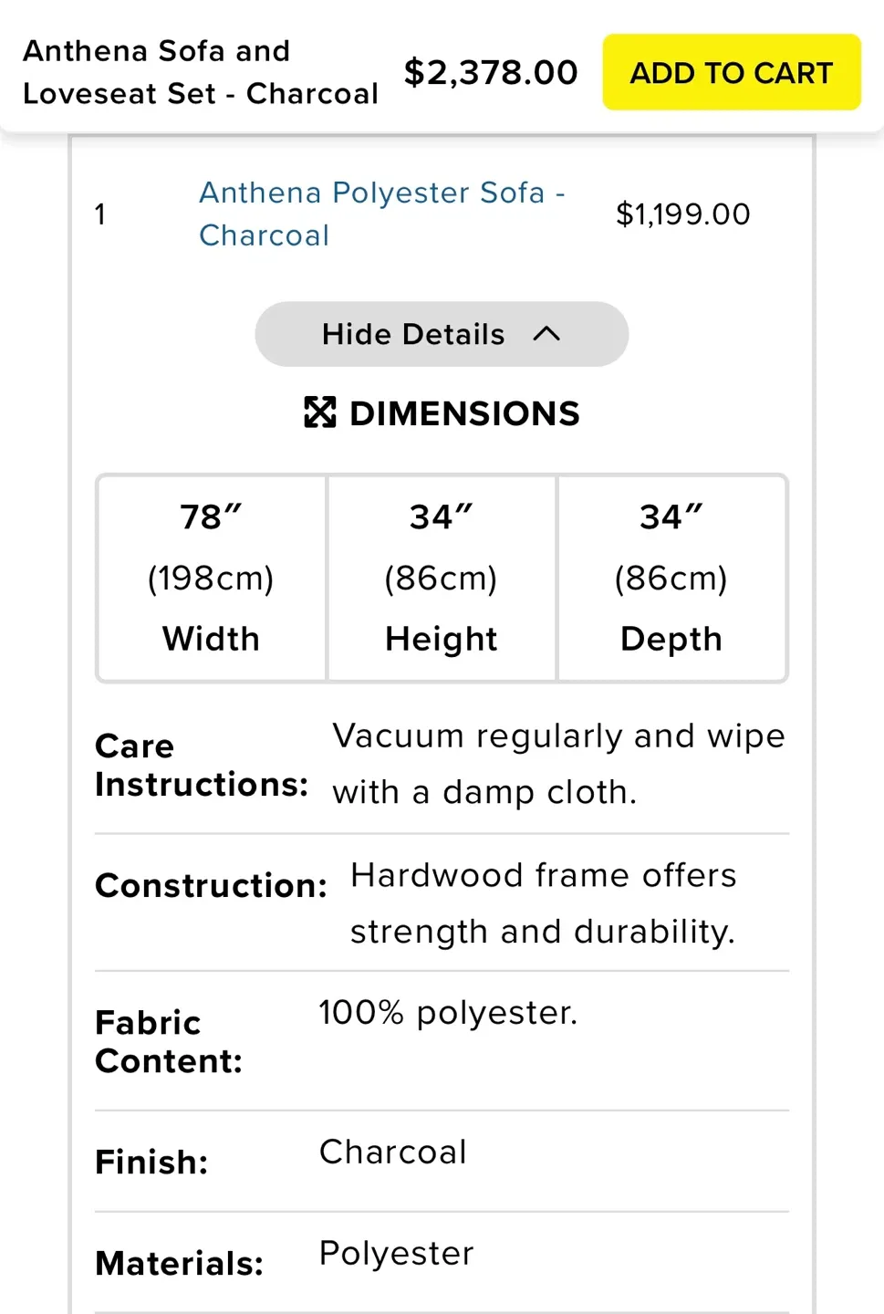 Anthena Charcoal Sofa & Loveseat Set image indicator(6)