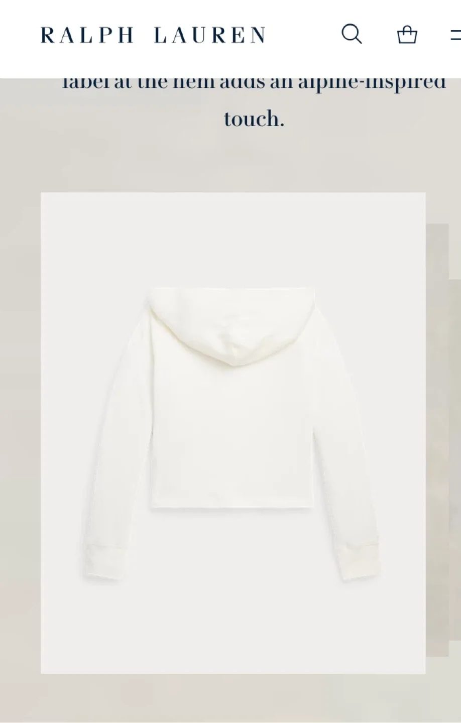 Polo Girls Waffle Cropped White Hoodie - Size 12-14Yr image indicator(3)