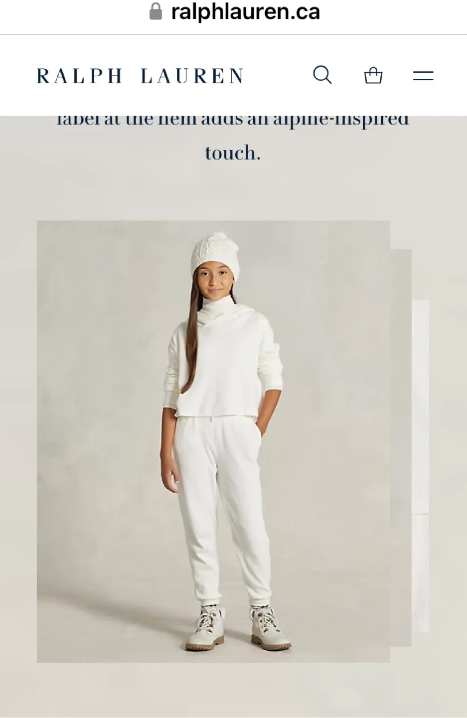 Polo Girls Waffle Cropped White Hoodie - Size 12-14Yr image indicator(4)