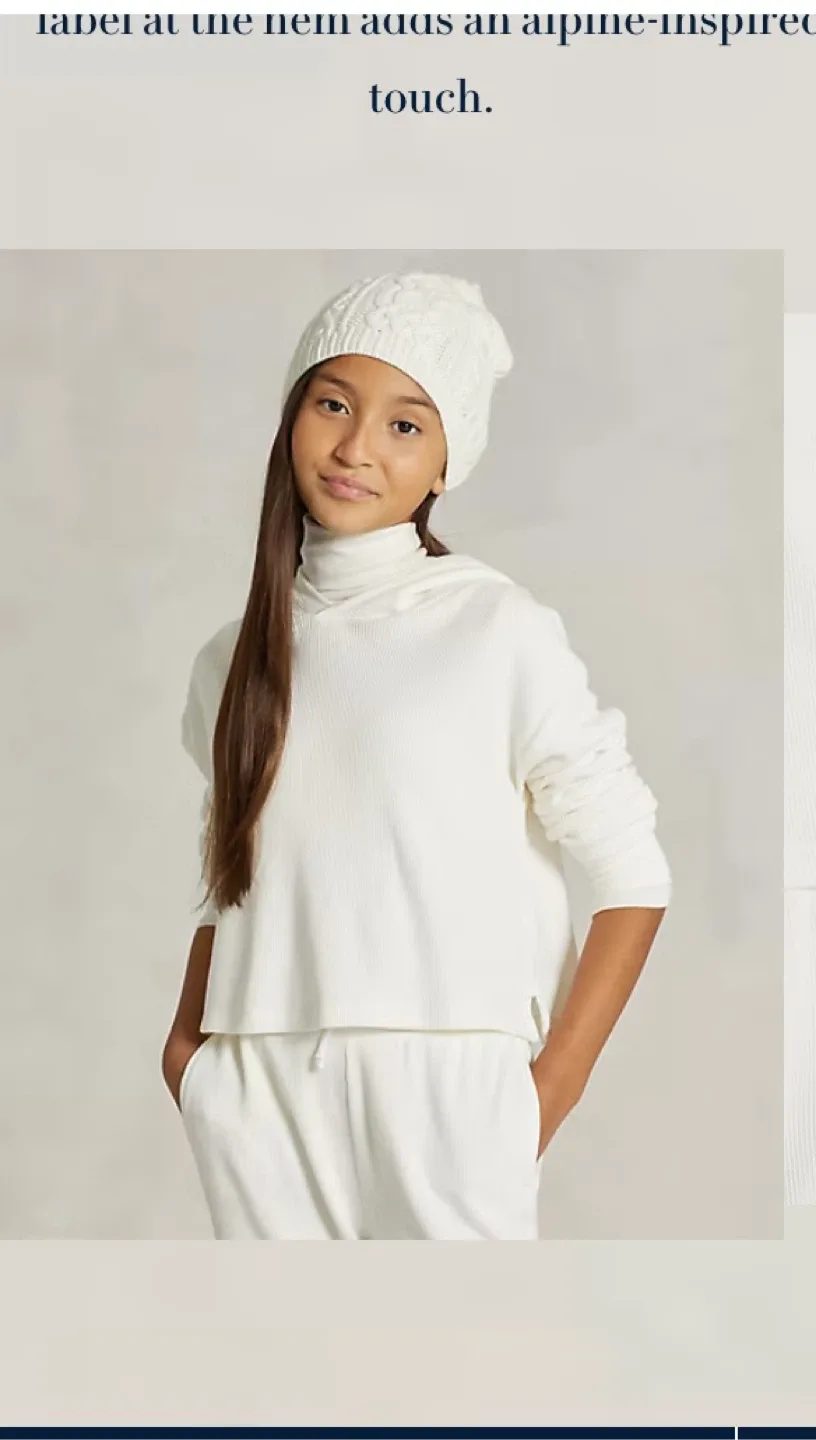 Polo Girls Waffle Cropped White Hoodie - Size 12-14Yr image indicator(5)