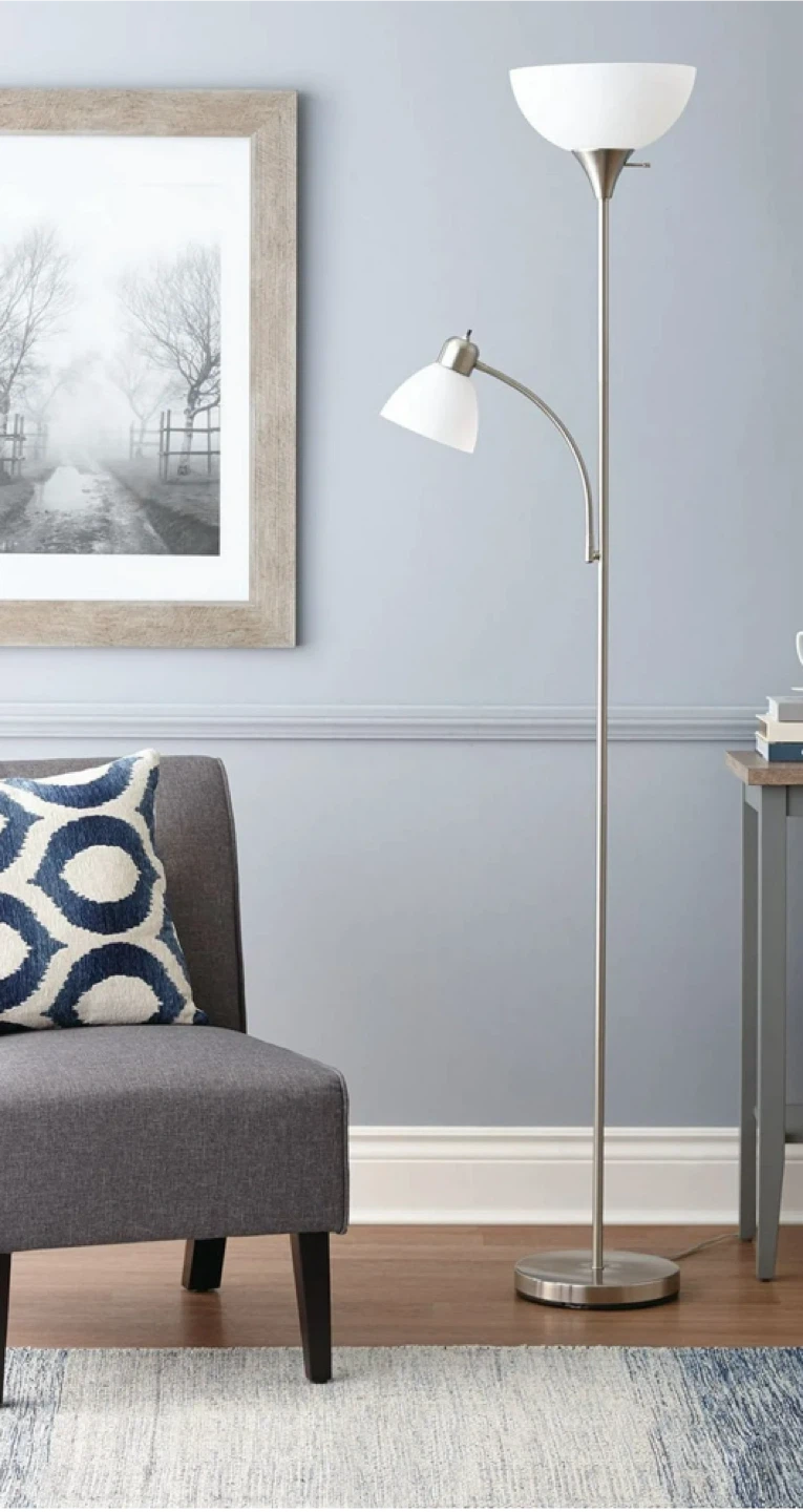 Mainstays Floor Lamp, 72.5", Brushed Nickel - photo 4