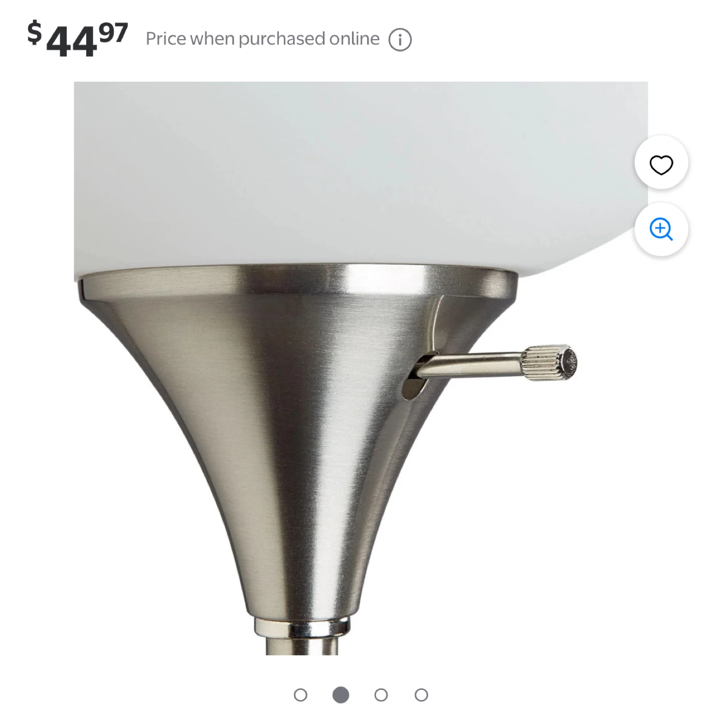 Mainstays Floor Lamp, 72.5", Brushed Nickel - photo 3