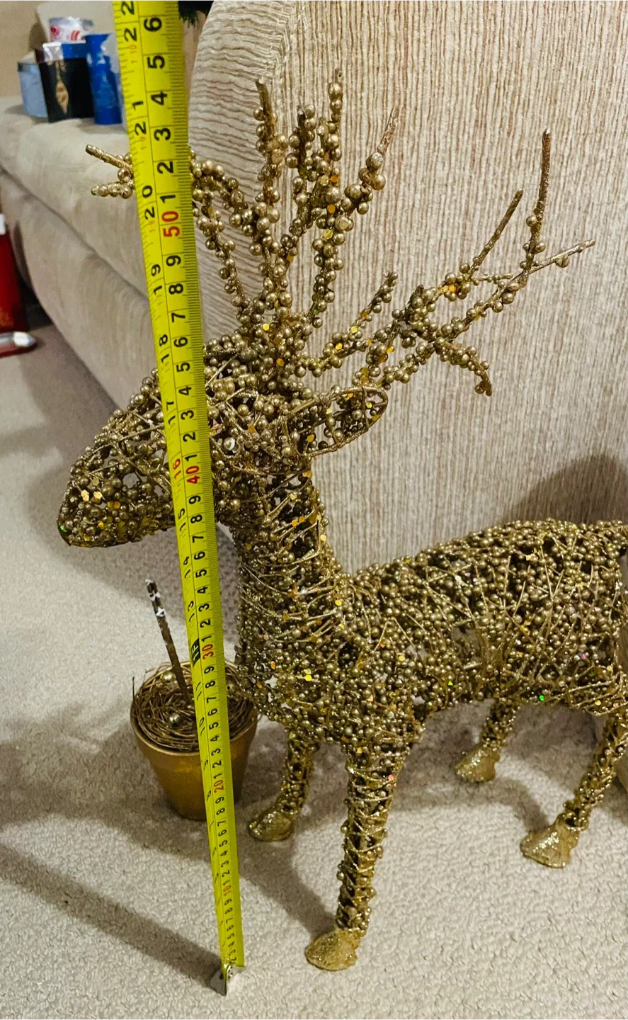 Gold Beaded stand up Deer Decoration image indicator(5)