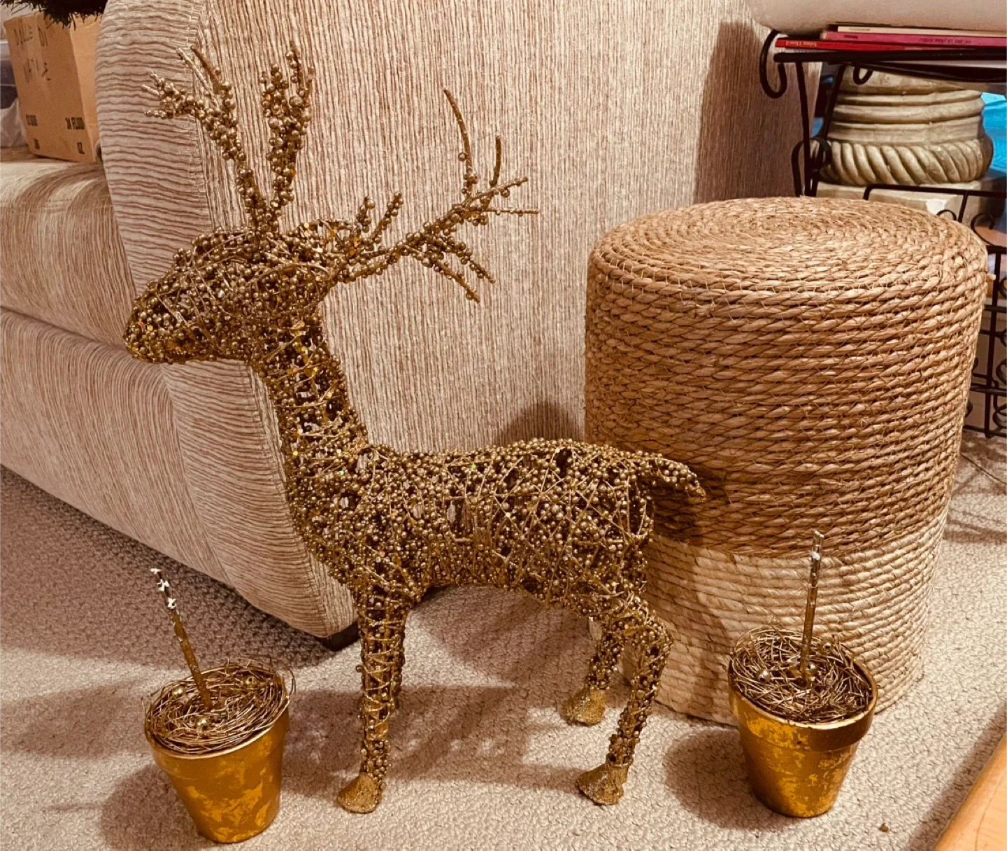 Gold Beaded stand up Deer Decoration
