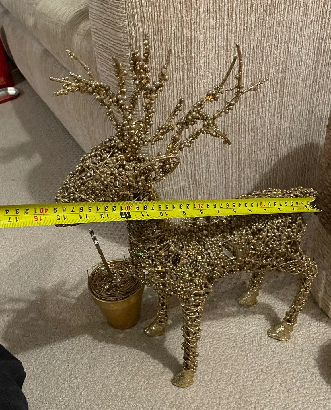 Gold Beaded stand up Deer Decoration image indicator(6)