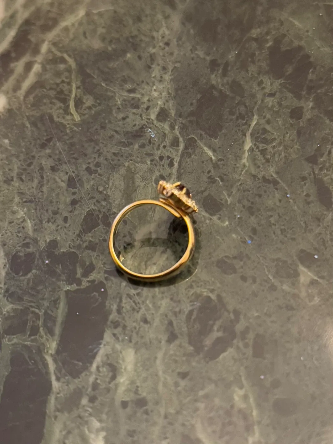 Gold Tone Ring with Gemstone - Adjustable image indicator(2)