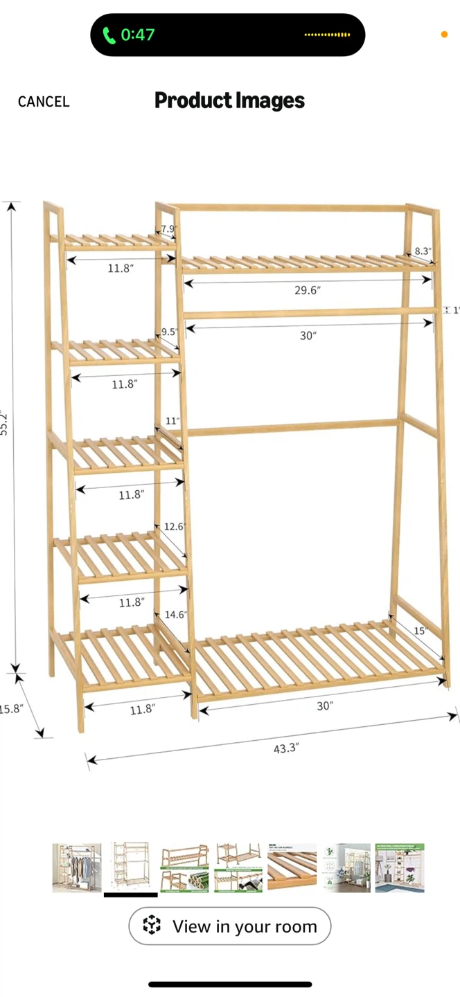 Bamboo Garment Rack with Shelves - photo 2