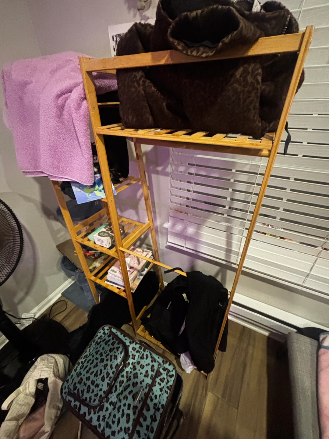 Bamboo Garment Rack with Shelves