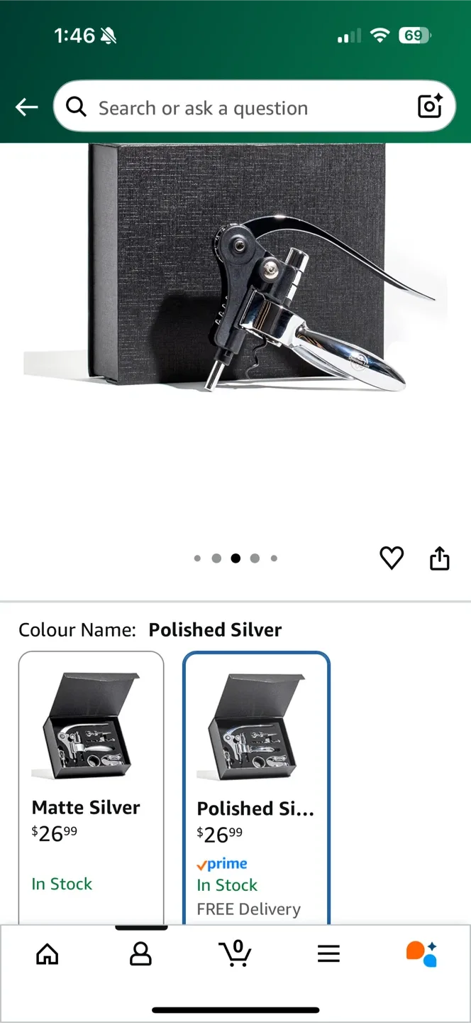 Wine Opener, Polished Silver