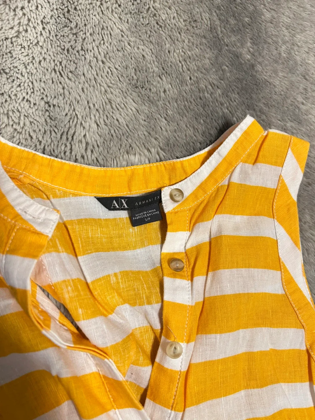 Armani Exchange Yellow Striped Tank Top #cleanout image indicator(2)