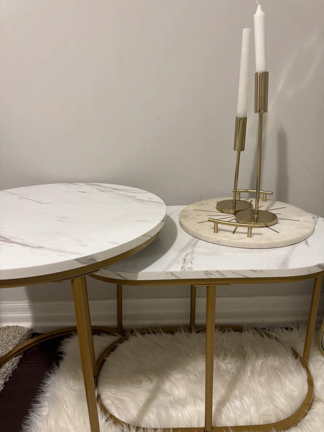 Nesting Tables - White Marble & Gold Finish - photo 2
