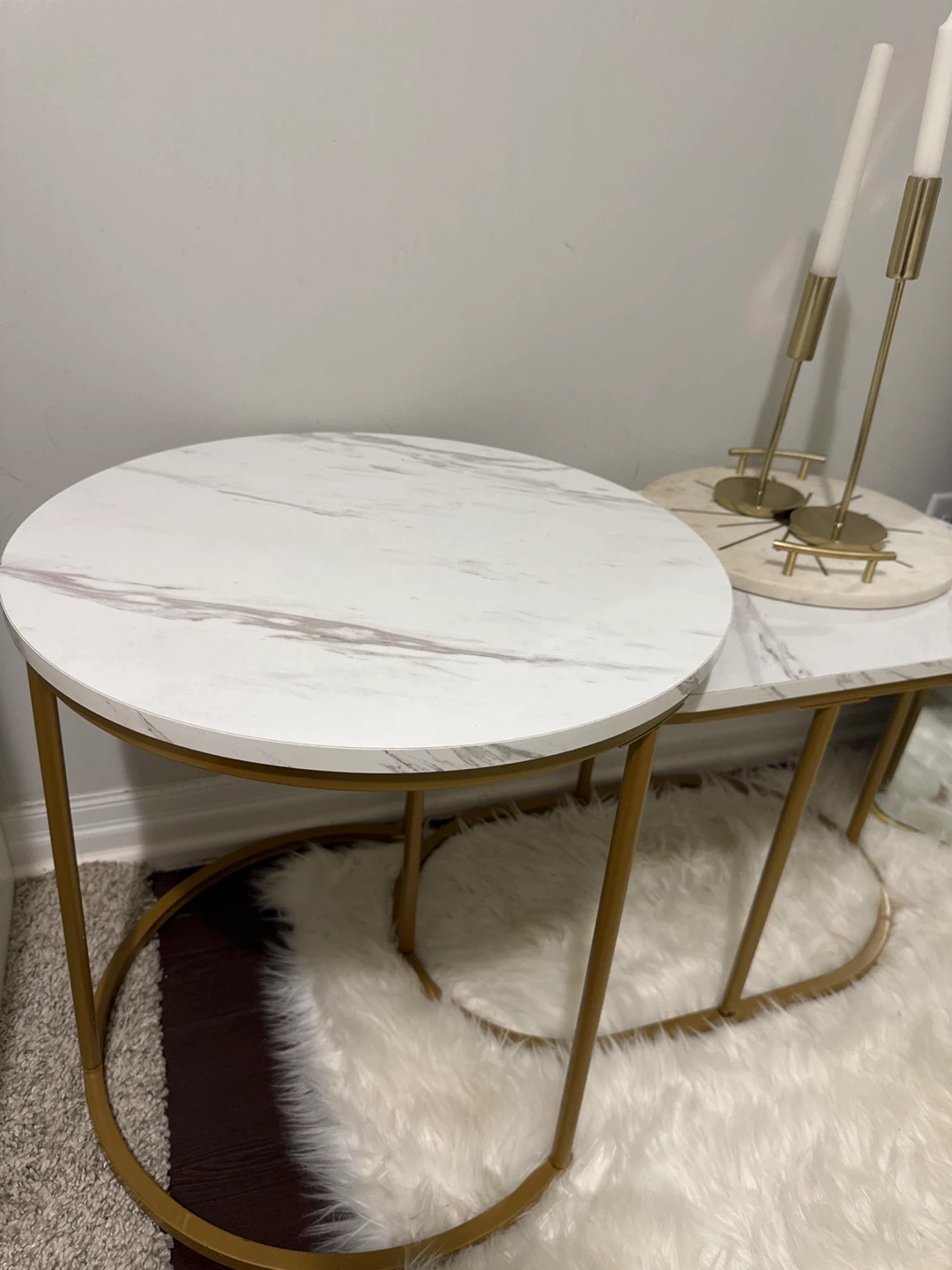 Nesting Tables - White Marble & Gold Finish