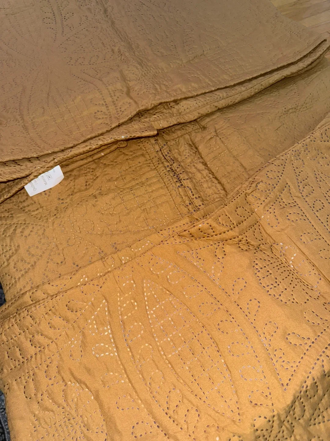 Quilted Throw Blanket - Gold Colour