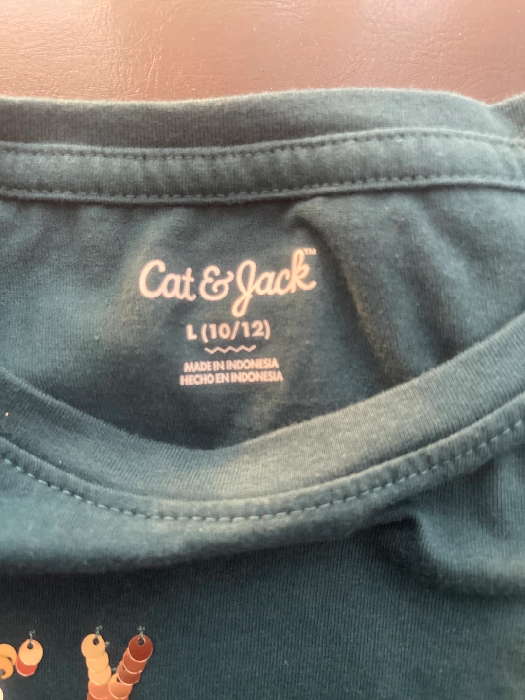 Cat & Jack Girls' L (10/12) Green Sequin Reindeer Shirt - photo 2