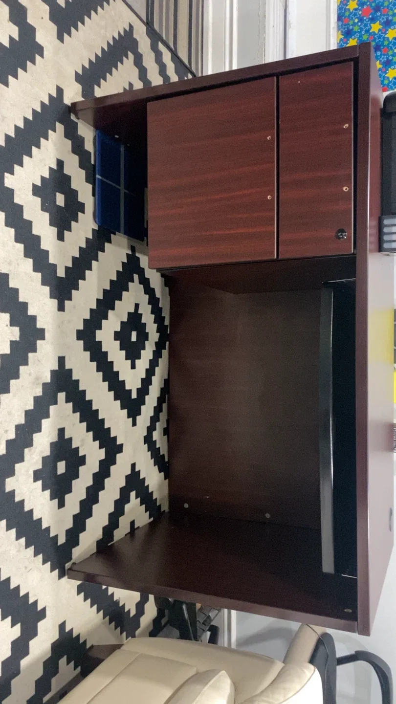 Brown Wood Desk with Hutch