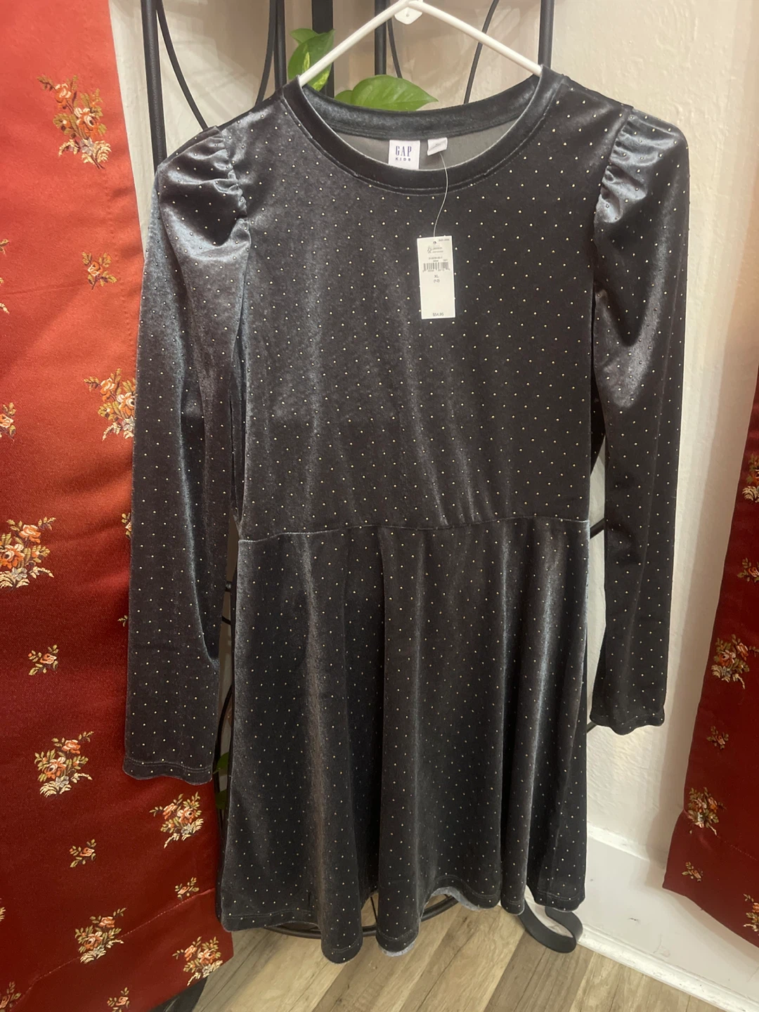 New Gap Kids XL (12) Black Velvet Dress