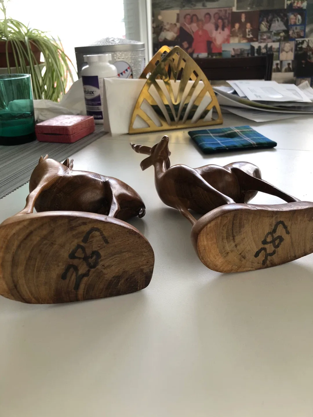 Two wooden antelopes