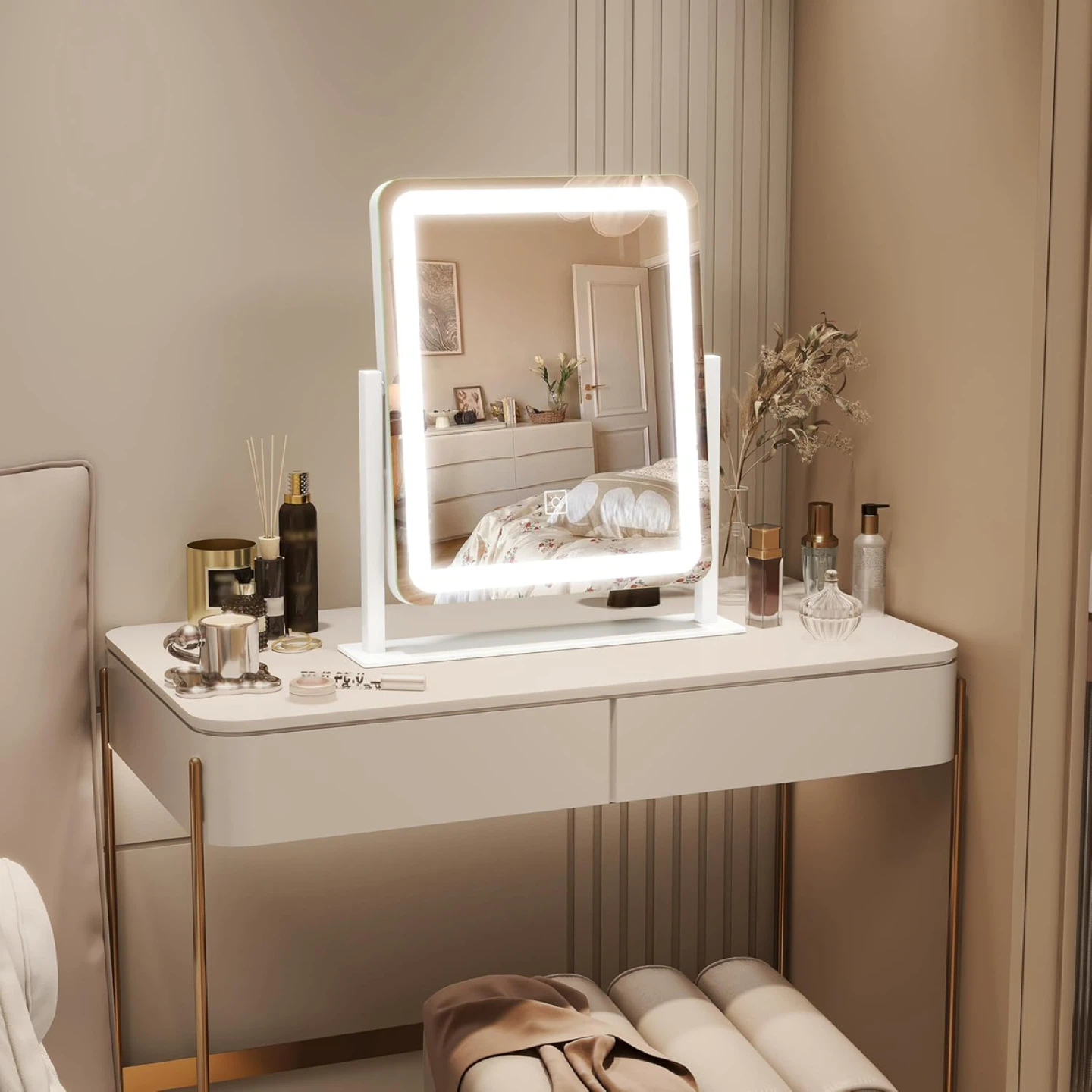 Makeup Vanity Mirror 17" Large LED Lighted Mirror, White. NEW