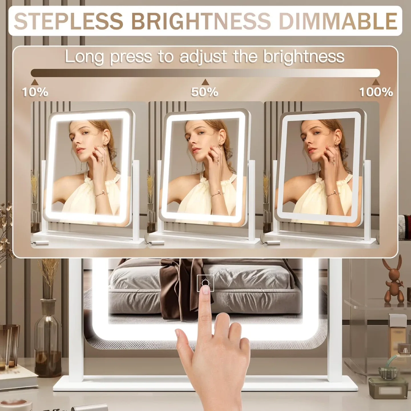 Makeup Vanity Mirror 17" Large LED Lighted Mirror, White. NEW image indicator(5)