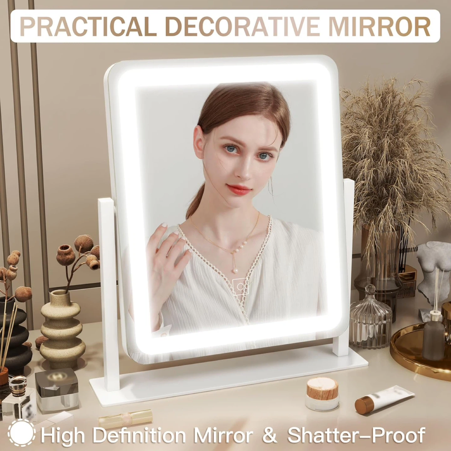 Makeup Vanity Mirror 17" Large LED Lighted Mirror, White. NEW - photo 2