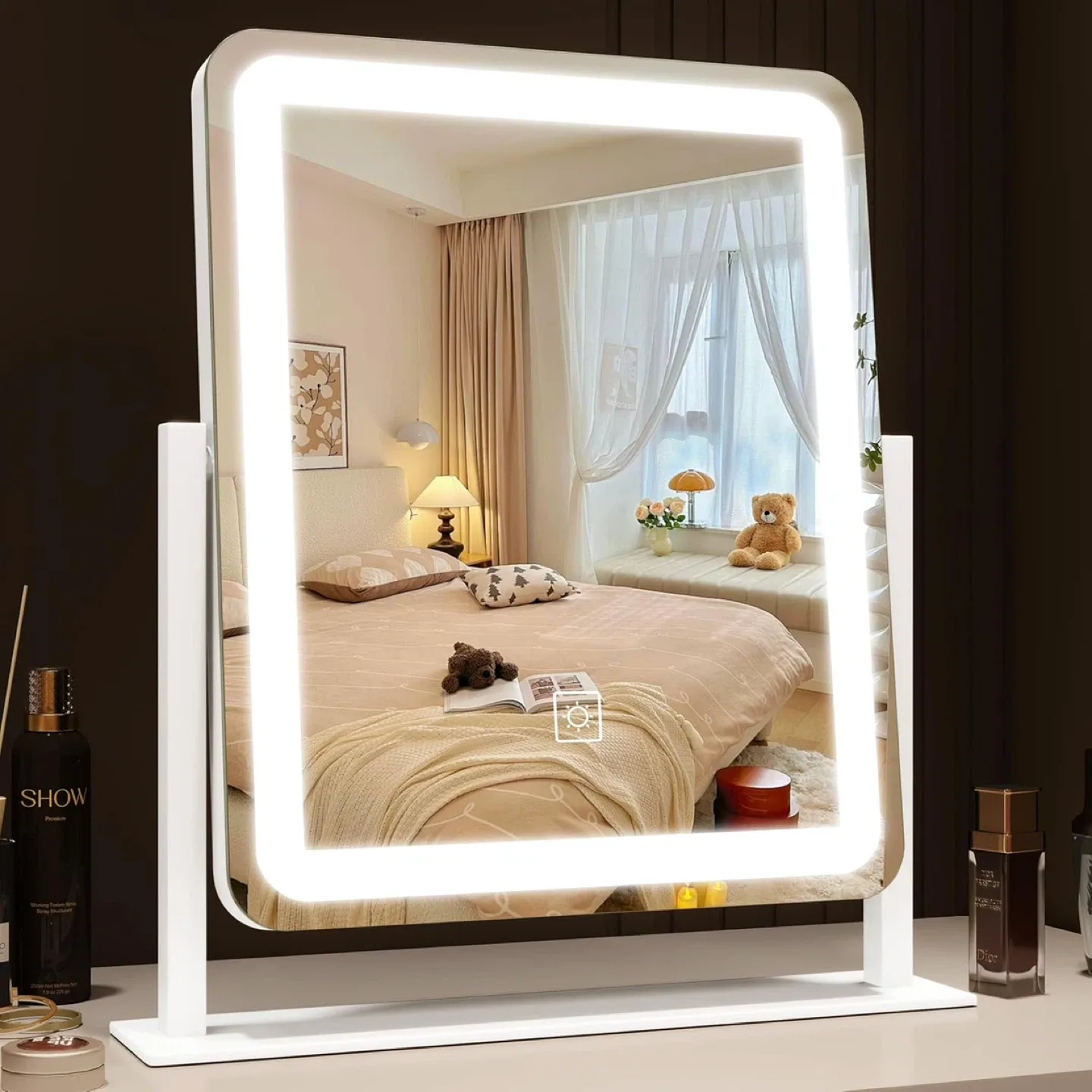 Makeup Vanity Mirror 17" Large LED Lighted Mirror, White. NEW image indicator(7)