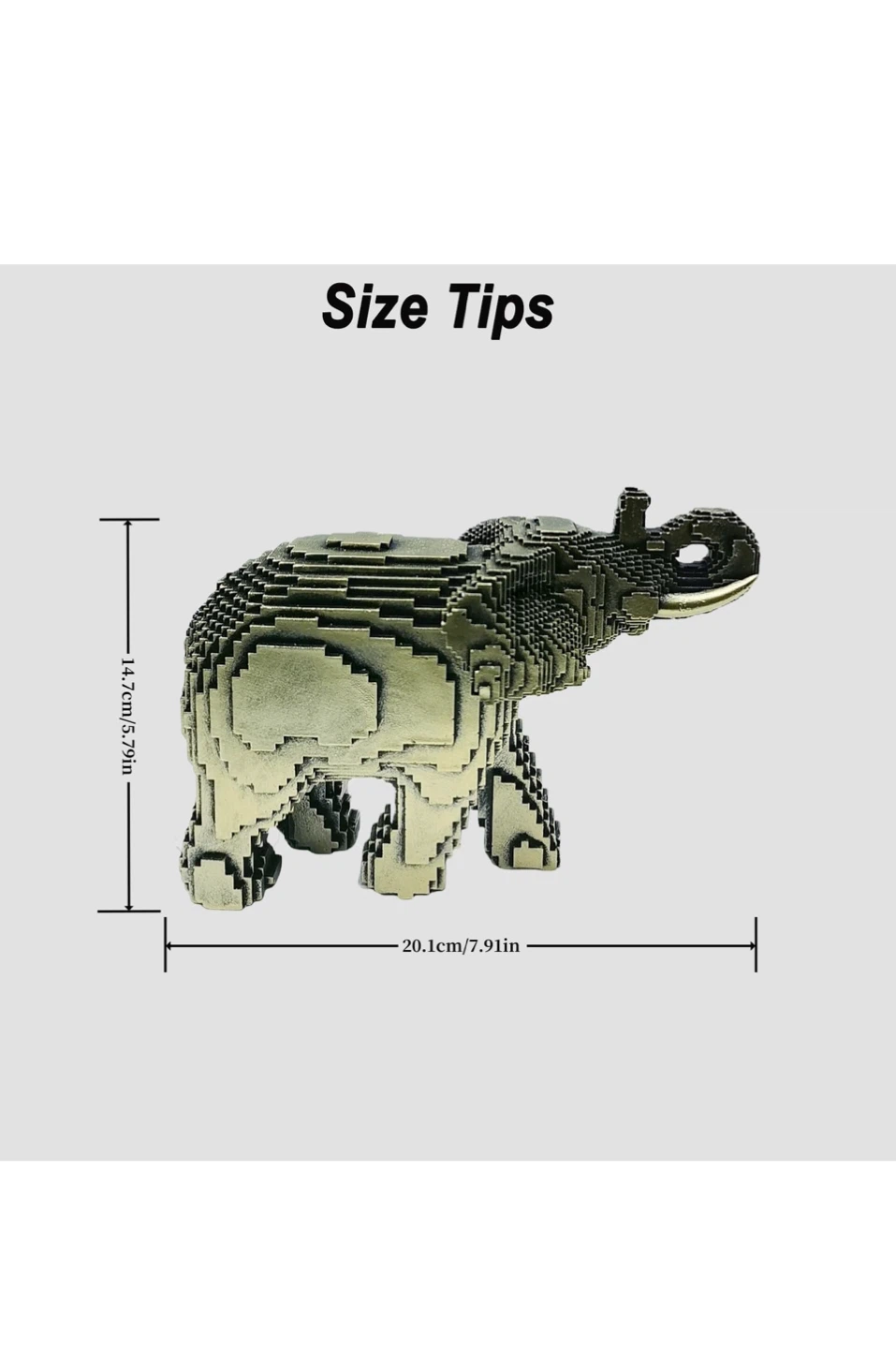 Modern Abstract Elephant Statue - 7.91" Length - photo 4