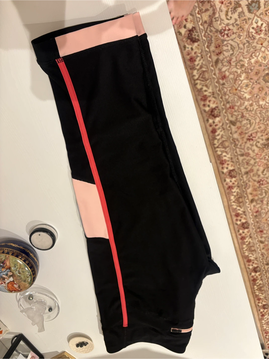 Black Cropped Leggings with Pink Accents - photo 2