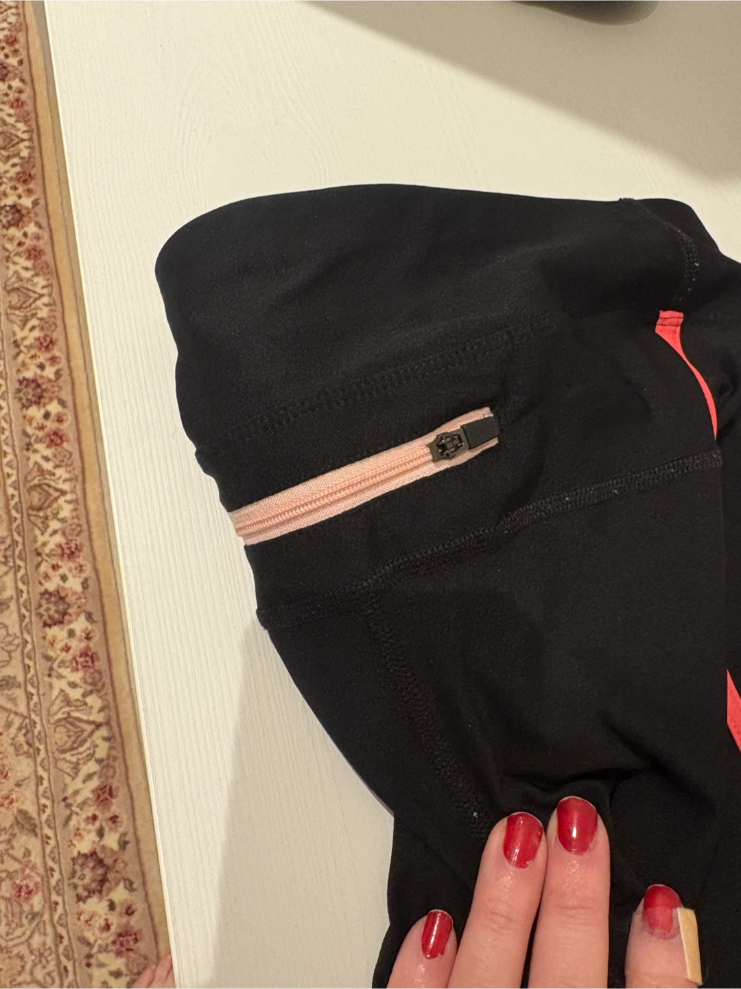 Black Cropped Leggings with Pink Accents - photo 4