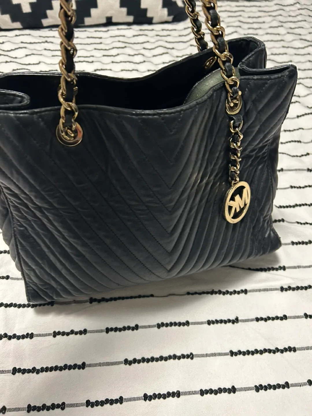 Michael Kors Black Leather Tote Bag
