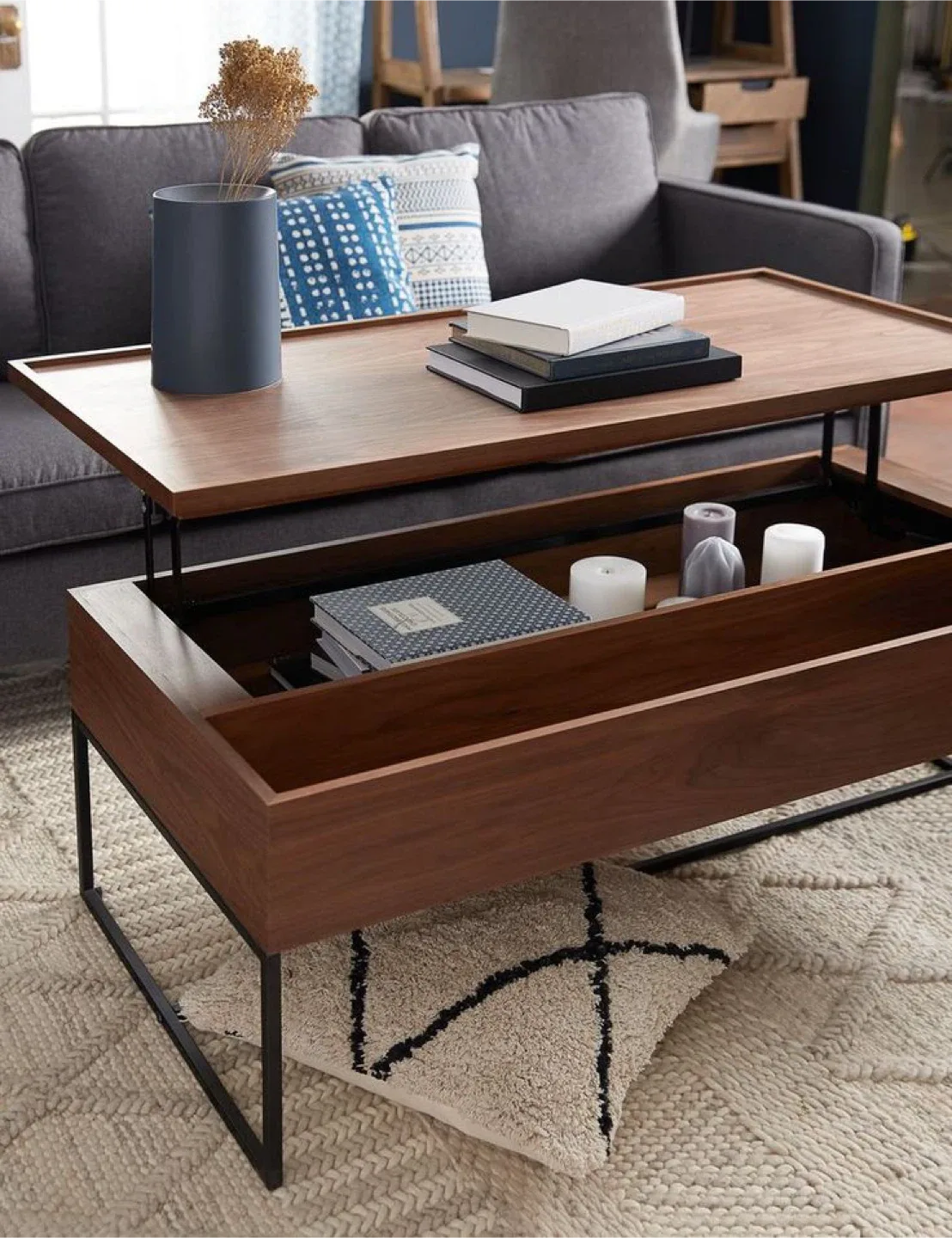 Coffee table with storage and laptop riser