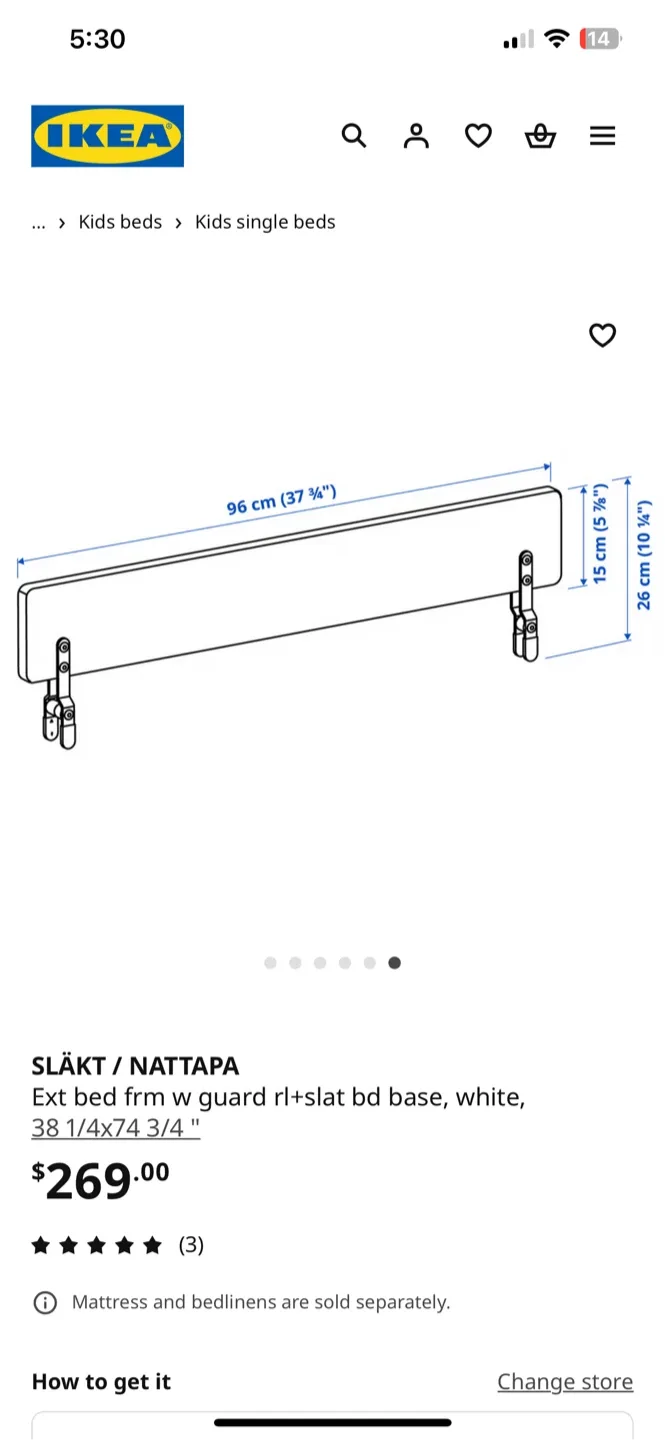 IKEA SLÄKT / NATTAPA Ext bed frm W guard rl+slat bd base, white. image indicator(10)