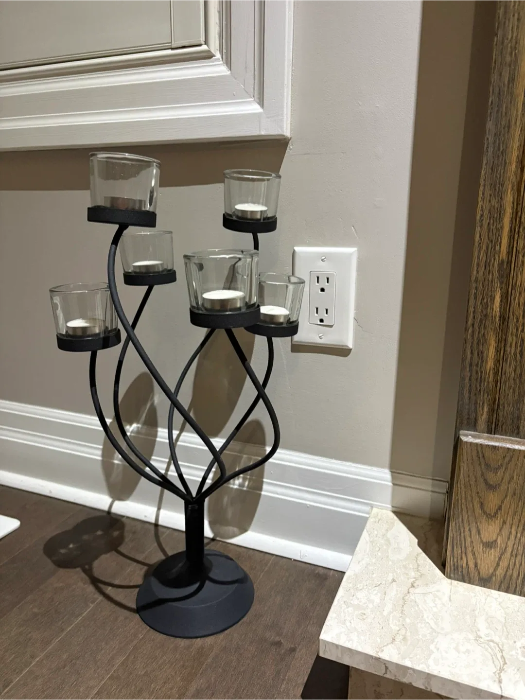 Black Metal 7-Candle Holder