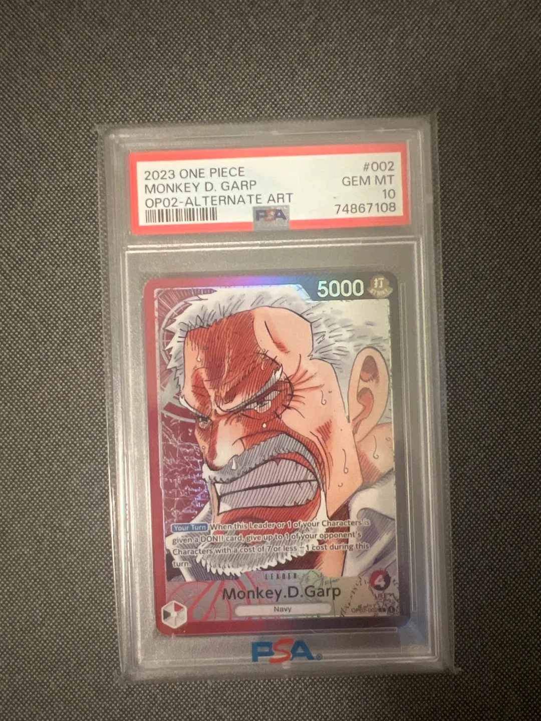 One Piece Monkey D. Garp Card GEM MT 10