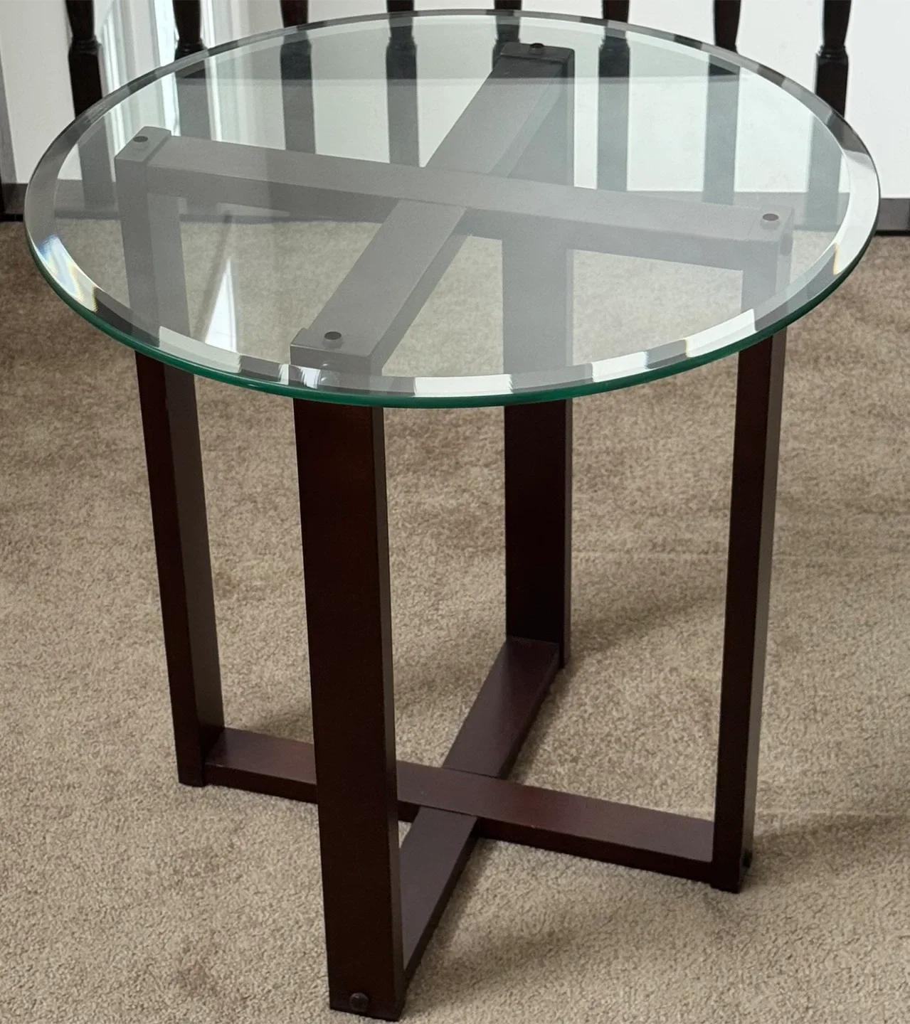 Glass Top Round Side Table