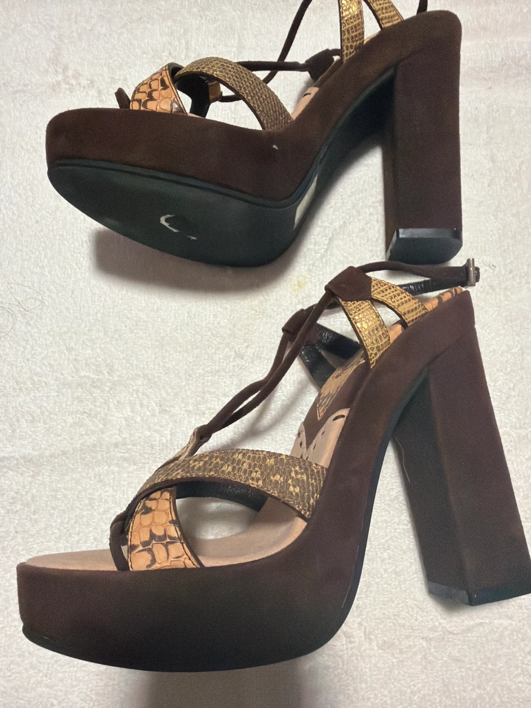 Prada Brown size 7 Snakeskin Platform Heels - photo 2