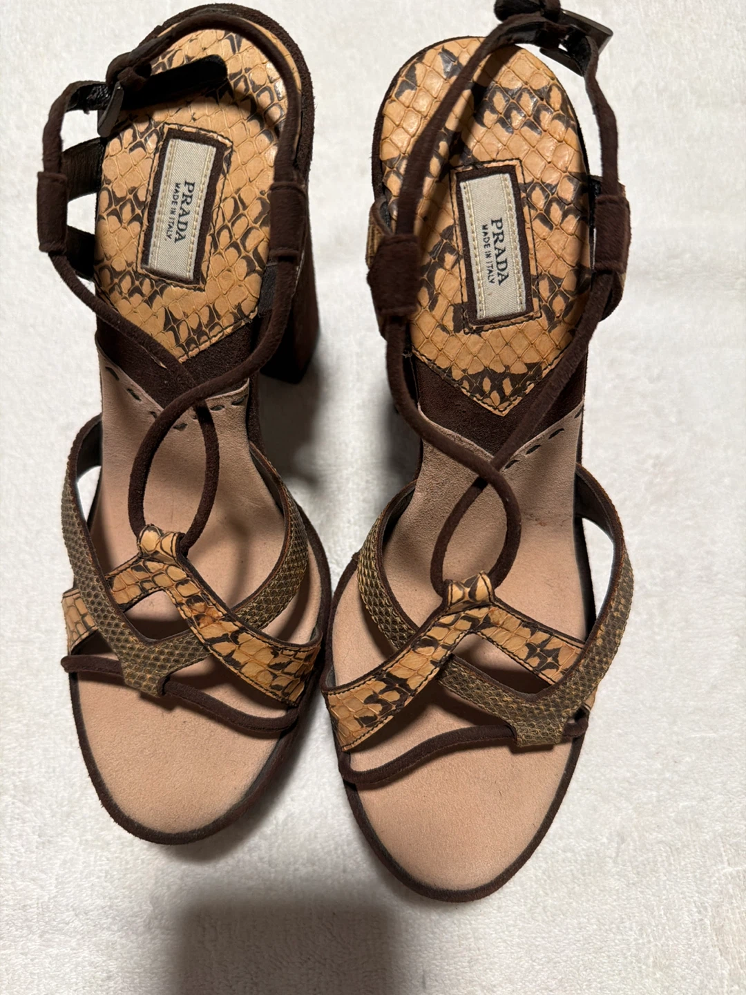 Prada Brown size 7 Snakeskin Platform Heels - photo 5