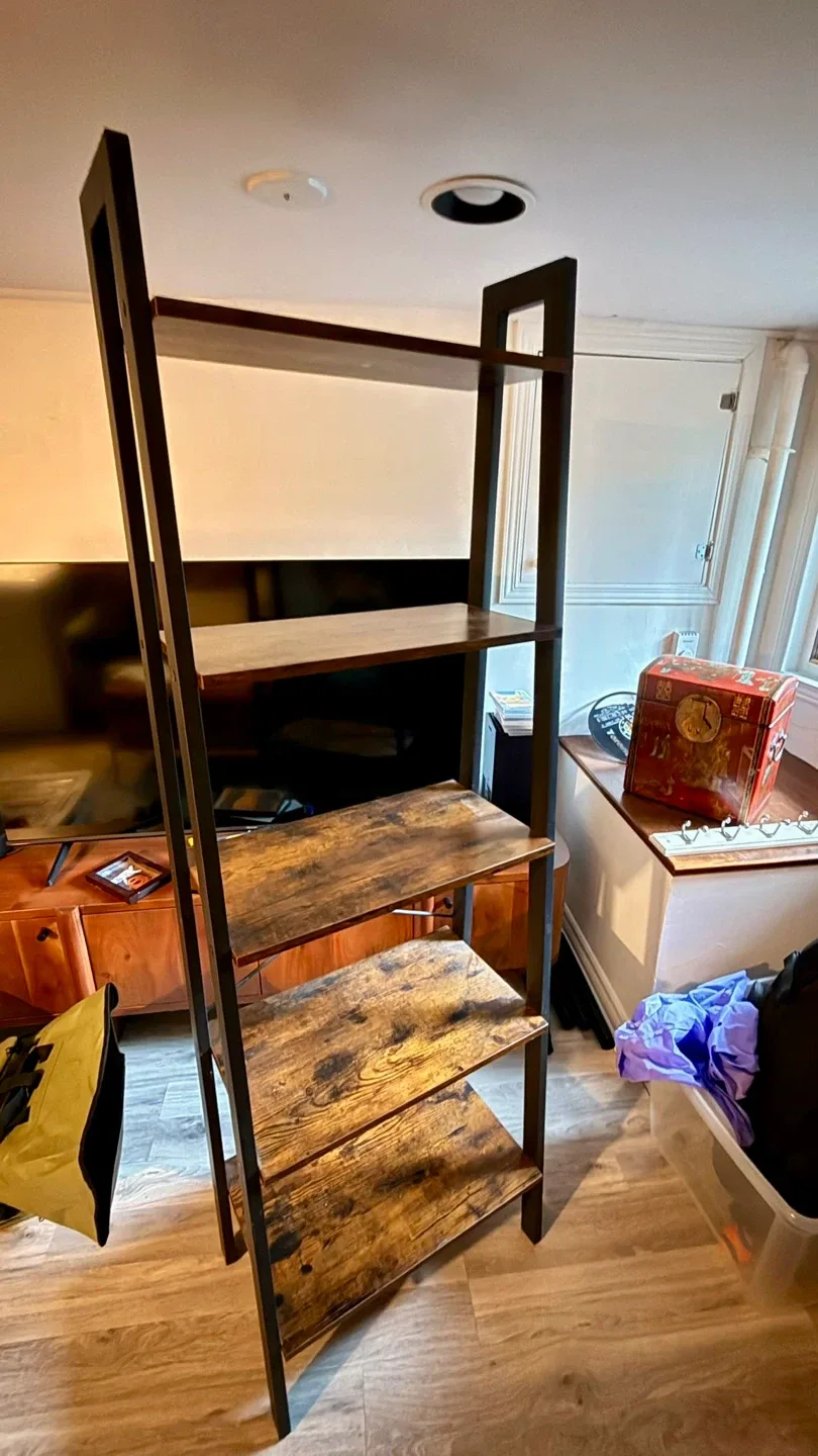 2 VASAGLE Ladder Bookshelves, Brown & Black