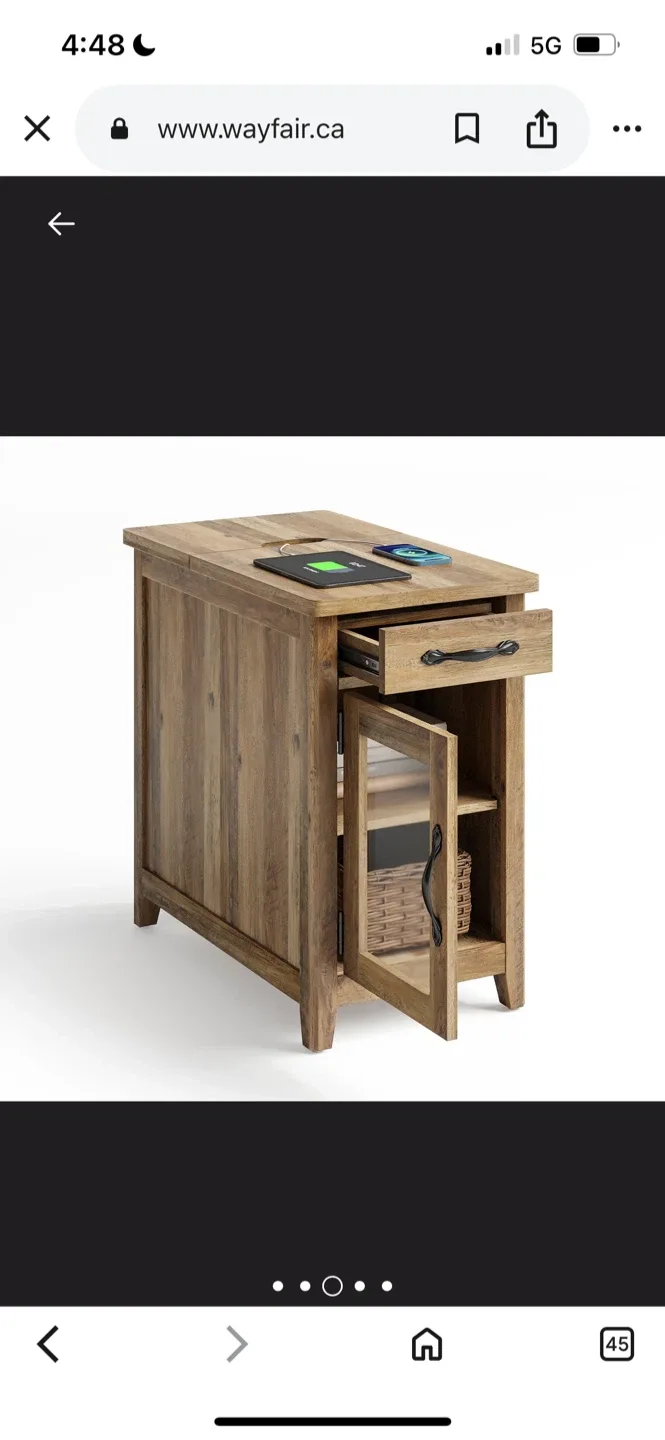 New Aneshia end table with storage and charging station image indicator(5)